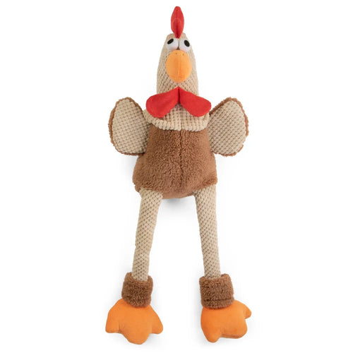GoDog -  Skinny Rooster Chew Guard Squeaky Plush Dog Toy