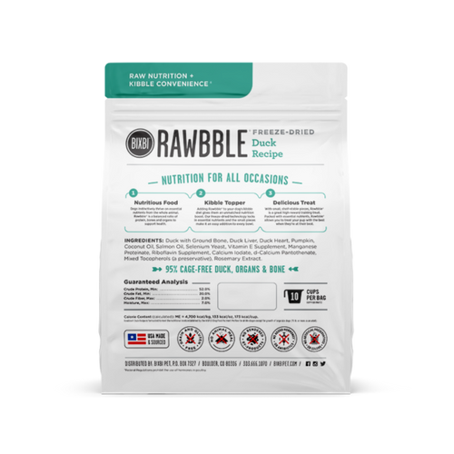 Bixbi - Rawbble Duck Freeze-Dried Dog Food