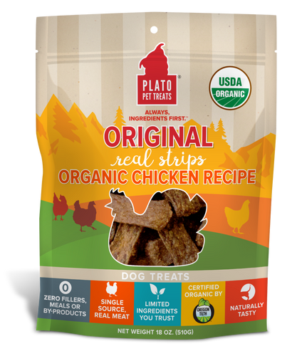 Plato Pet Treats - Original Real Strips Organic Chicken Dog Treats